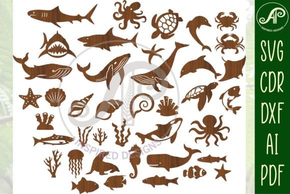 23 Sea Life Theme Shape Cut Outs SVG for Crafters