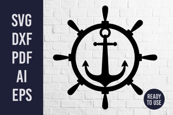 Anchor Inside Ship Wheel Vector File for Nautical Projects