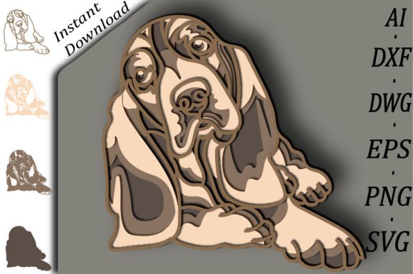 Basset Hound Multilayer Svg/3D Layered Design