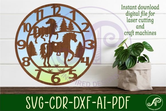 Beautiful Horse Clock Faces for Laser Cutting