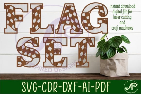 Checkered Flag Letters Alphabet Set X 52