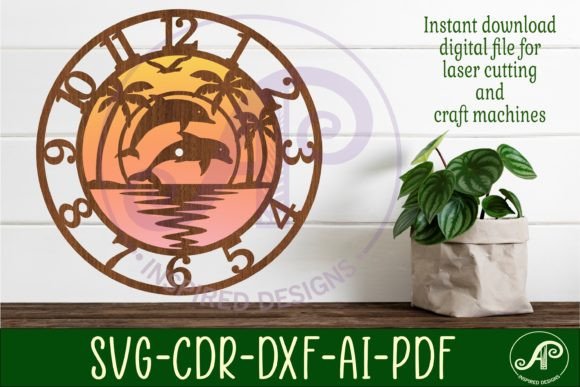 Create a Nautical Statement with Dolphin Wall Clock Laser Cut Template