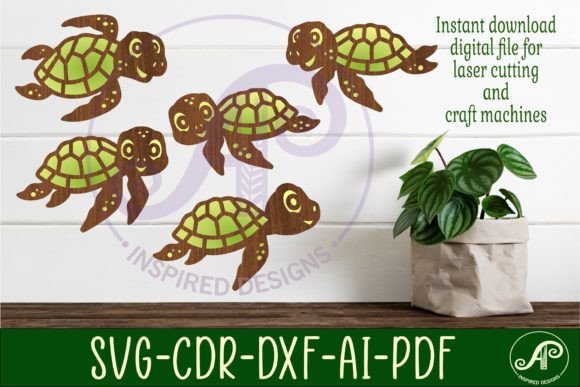 Create Charming Projects with Cute Turtles Laser Cut File Shapes