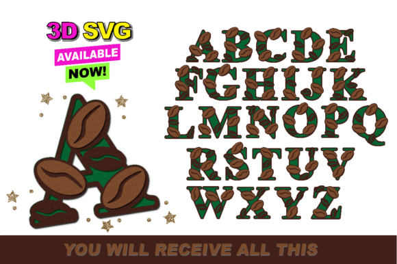 Creative Coffee: 3D Alphabet SVG for Crafting