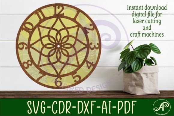 Geometric Design 2 Wall Clock Laser Cut: A Modern Craft Template