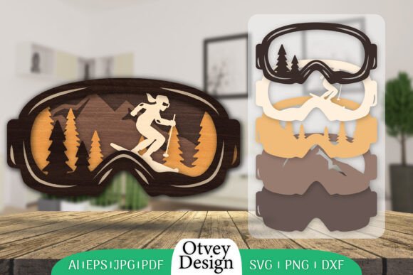 Goggles Ski Scene Layered Wall Art Laser: A Designer's Asset