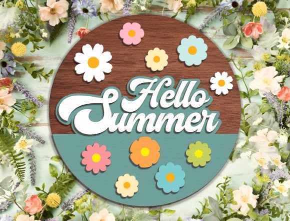 Hello Summer Retro Flower Sign: Vintage Charm for Modern Creations
