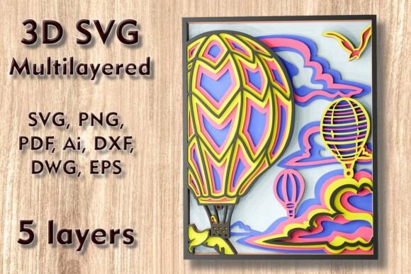 Hot Air Balloons 3D SVG Multilayer Files: Your Key to Stunning Craft Projects