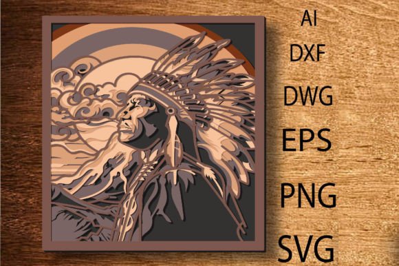 Layered Indian Warrior 3D Mandala Design for Crafts
