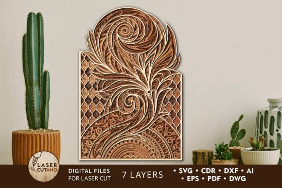 Mandala Feather Laser Cut Decoration