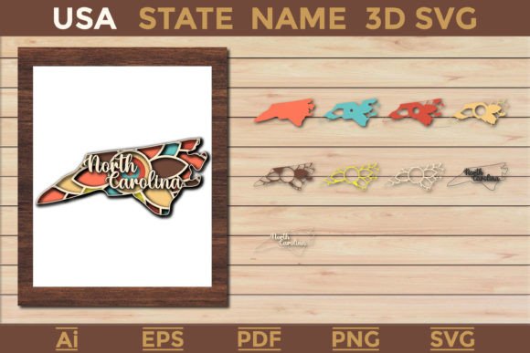 North Carolina USA State 3d SVG Papercut