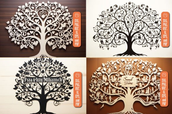 Paper Cut Family Tree SVG Cut File Bundle