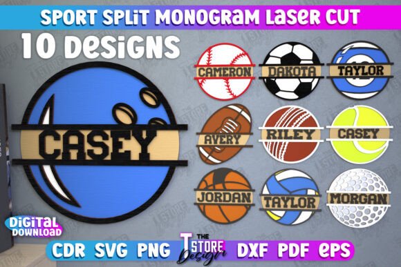 Personalized Sports Monogram Bundle for CNC Projects