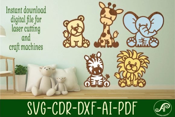 Safari Animals Two Layer Laser Cut SVG F