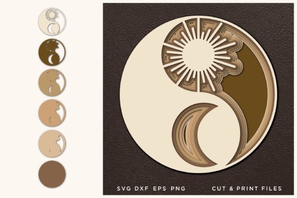 YinYang 3D Cut File: Sun Moon Design for Creative Projects